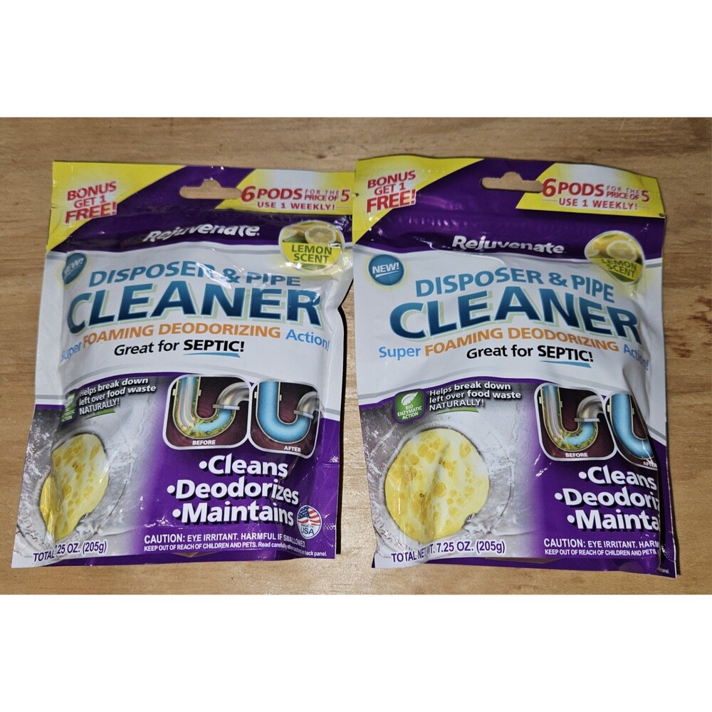 2 Pack Rejuvenate Garbage Disposal and Drain Pipe Cleaner Powerful Foaming LEMON